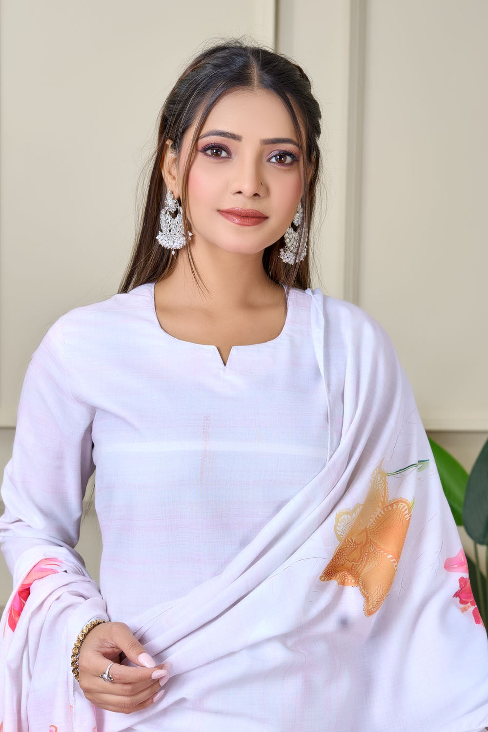 Soft Pink Floral Harmony Pakistani Kurta Set with Dupatta