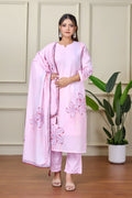 Blush Pink Floral Embroidered Pakistani Suit Set with Dupatta