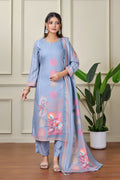 Garden Bloom Pakistani Floral Print Suit Set with Dupatta