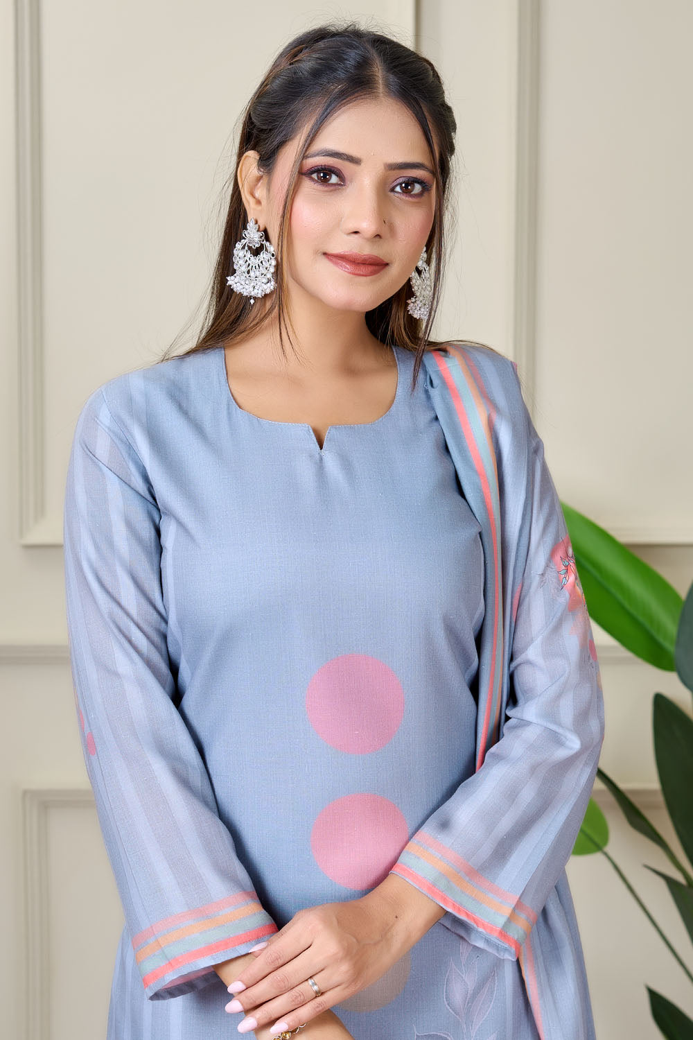 Garden Bloom Pakistani Floral Print Suit Set with Dupatta